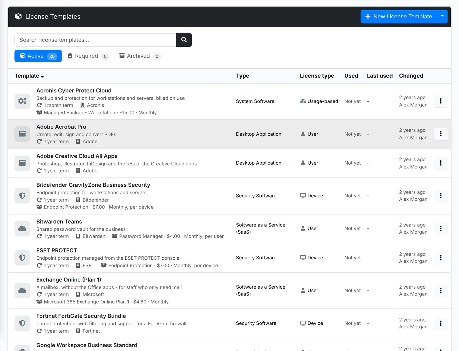 License templates