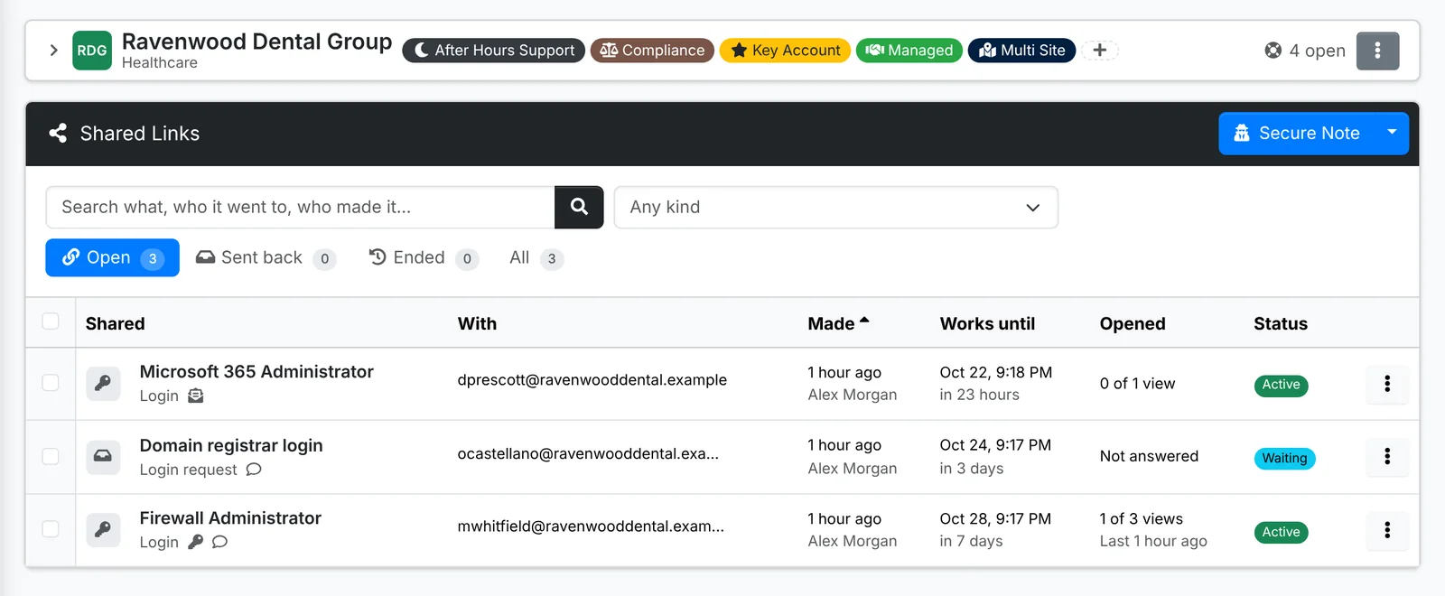 The Shared Links list